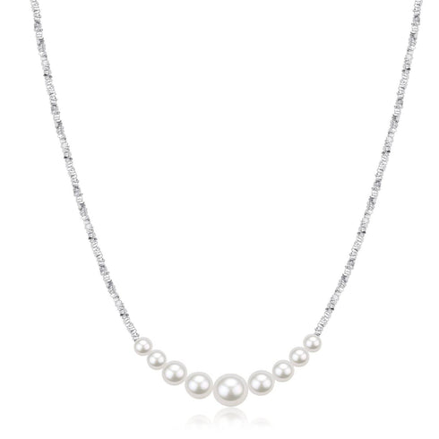 Freshwater White Pearl Silver Shards Necklace - House Of Pearls